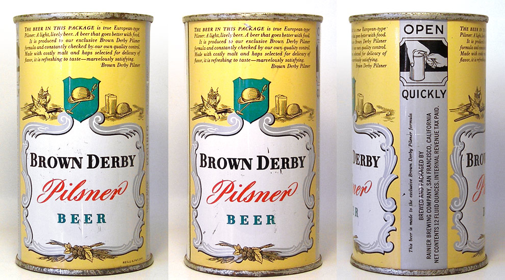 Brown Derby Beer Flat Top Beer Can 1580