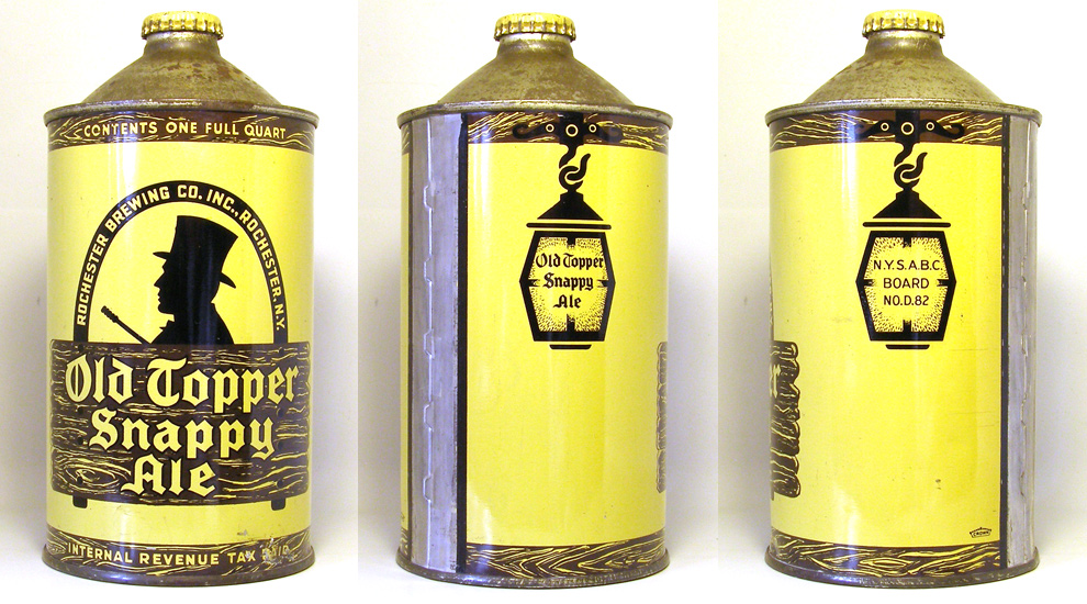 Old Topper Snappy Ale Quart Cone Top Beer Can 1745