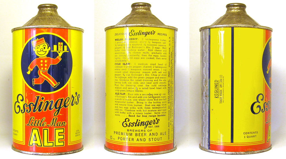 Esslingers Ale Quart Cone Top Beer Can 1759