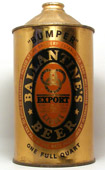 Ballantine Beer  Quart Cone Top Beer Can