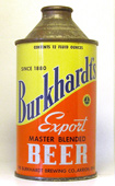 Burkhardts Export Beer  High Profile Cone Top Beer Can