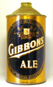 Gibbons Ale  Quart Cone Top Beer Can