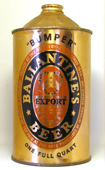Ballantines Beer  Quart Cone Top Beer Can
